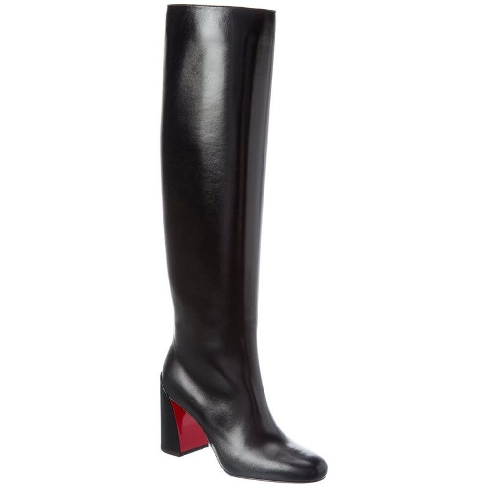 Christian Louboutin Janitta 85 Leather Knee-High Boot, Black